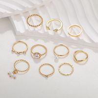 Vintage Style Geometric Solid Color Imitation Pearl Wholesale Rings main image 4
