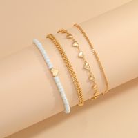 Simple Style Heart Shape Alloy Beaded Women's Anklet main image 3