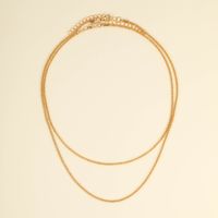 Simple Style Korean Style Solid Color Alloy Plating Women's Double Layer Necklaces main image 3