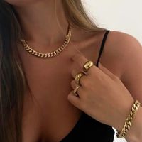 IG Style Nordic Style Solid Color 18K Gold Plated 201 Stainless Steel Wholesale Bracelets Necklace main image 1