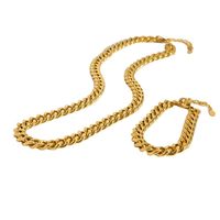 IG Style Nordic Style Solid Color 18K Gold Plated 201 Stainless Steel Wholesale Bracelets Necklace main image 5