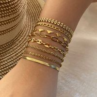 Lady Simple Style Commute Heart Shape Stainless Steel 18K Gold Plated Bracelets In Bulk main image 1