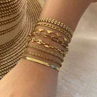 Lady Simple Style Commute Heart Shape Stainless Steel 18K Gold Plated Bracelets In Bulk main image 10