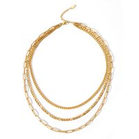 201 Stainless Steel 18K Gold Plated IG Style Nordic Style Modern Style Plating Solid Color Three Layer Necklace main image 2