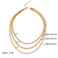 201 Stainless Steel 18K Gold Plated IG Style Nordic Style Modern Style Plating Solid Color Three Layer Necklace main image 3