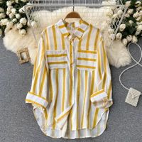 Mujeres Blusa Manga Larga Blusas Casual Raya main image 2