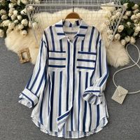 Mujeres Blusa Manga Larga Blusas Casual Raya main image 4