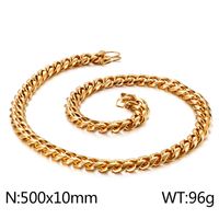 Hip-Hop Solid Color Stainless Steel Plating Chain 18K Gold Plated Men's Necklace sku image 16