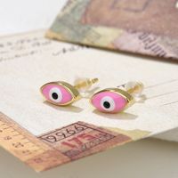 1 Pair Vintage Style Devil's Eye Enamel Plating Copper 18k Gold Plated Ear Studs sku image 4