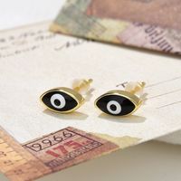 1 Pair Vintage Style Devil's Eye Enamel Plating Copper 18k Gold Plated Ear Studs sku image 6