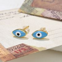 1 Pair Vintage Style Devil's Eye Enamel Plating Copper 18k Gold Plated Ear Studs sku image 2