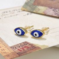 1 Pair Vintage Style Devil's Eye Enamel Plating Copper 18k Gold Plated Ear Studs sku image 3