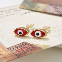 1 Pair Vintage Style Devil's Eye Enamel Plating Copper 18k Gold Plated Ear Studs main image 3