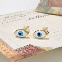 1 Pair Vintage Style Devil's Eye Enamel Plating Copper 18k Gold Plated Ear Studs sku image 1
