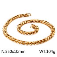 Hip Hop Color Sólido Acero Inoxidable Enchapado Cadena Chapados en oro de 18k Hombres Collar sku image 21