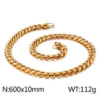 Hip-Hop Solid Color Stainless Steel Plating Chain 18K Gold Plated Men's Necklace sku image 27