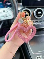 Lady Korean Style Heart Shape Pu Leather Clay Women's Bag Pendant Keychain sku image 3