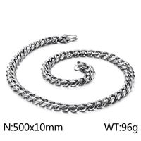 Hip-Hop Solid Color Stainless Steel Plating Chain 18K Gold Plated Men's Necklace sku image 2