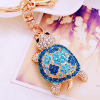 Cute Tortoise Alloy Inlay Rhinestones Women's Bag Pendant Keychain sku image 1