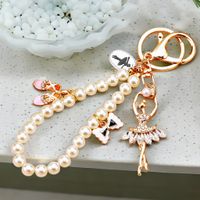 Elegant Princess Cute Bow Knot Shoe Imitation Pearl Alloy Women's Bag Pendant Keychain sku image 3