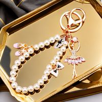 Elegant Princess Cute Bow Knot Shoe Imitation Pearl Alloy Women's Bag Pendant Keychain sku image 4