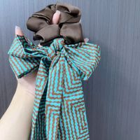 Vintage Style Color Block Satin Handmade Hair Tie sku image 1