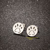 1 Pair Sweet Simple Style Paw Print Plating Stainless Steel 18k Gold Plated Ear Studs main image 5
