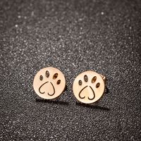 1 Pair Sweet Simple Style Paw Print Plating Stainless Steel 18k Gold Plated Ear Studs main image 4