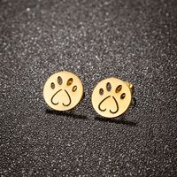 1 Pair Sweet Simple Style Paw Print Plating Stainless Steel 18k Gold Plated Ear Studs main image 3