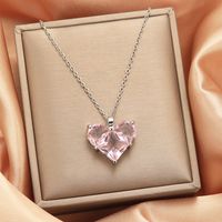 Titanium Steel Copper Vintage Style Tassel Plating Inlay Heart Shape Flower Bow Knot Zircon Pendant Necklace sku image 23