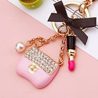 Elegant Korean Style Bag Metal Inlay Rhinestones Women's Bag Pendant Keychain sku image 11