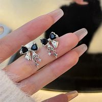 Wholesale Jewelry Elegant Lady Bow Knot Alloy Rhinestones 14k Gold Plated Plating Inlay Drop Earrings sku image 4