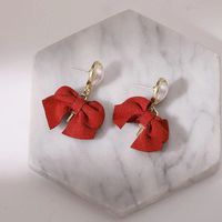 Wholesale Jewelry Elegant Lady Bow Knot Alloy Rhinestones 14k Gold Plated Plating Inlay Drop Earrings sku image 6