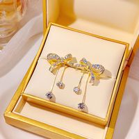 Wholesale Jewelry Elegant Lady Bow Knot Alloy Rhinestones 14k Gold Plated Plating Inlay Drop Earrings sku image 9