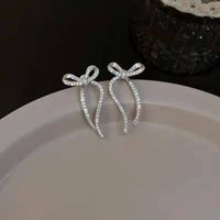 Wholesale Jewelry Elegant Lady Bow Knot Alloy Rhinestones 14k Gold Plated Plating Inlay Drop Earrings sku image 5