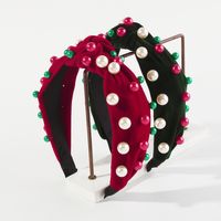 Weihnachten Moderner Stil Einfacher Stil Geometrisch Künstliche Perle Flanell Haarband main image 1