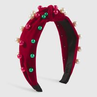 Weihnachten Moderner Stil Einfacher Stil Geometrisch Künstliche Perle Flanell Haarband main image 4