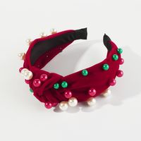 Weihnachten Moderner Stil Einfacher Stil Geometrisch Künstliche Perle Flanell Haarband main image 2