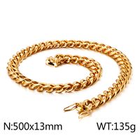 Hip-Hop Solid Color Stainless Steel Plating Chain 18K Gold Plated Men's Necklace sku image 37