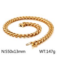 Hip-Hop Solid Color Stainless Steel Plating Chain 18K Gold Plated Men's Necklace sku image 47