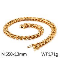 Hip-Hop Solid Color Stainless Steel Plating Chain 18K Gold Plated Men's Necklace sku image 67