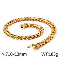 Hip-Hop Solid Color Stainless Steel Plating Chain 18K Gold Plated Men's Necklace sku image 72