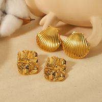 1 Pair Retro Lady Shell Plating 304 Stainless Steel Ear Studs main image 1