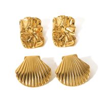 1 Pair Retro Lady Shell Plating 304 Stainless Steel Ear Studs main image 4