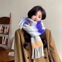 Women's Fashion Plaid Imitation Cashmere Tassel Winter Scarves sku image 1