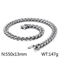 Hip-Hop Solid Color Stainless Steel Plating Chain 18K Gold Plated Men's Necklace sku image 15
