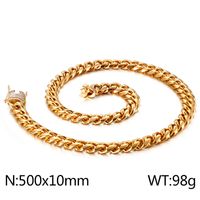 Hip-Hop Solid Color Stainless Steel Plating Chain 18K Gold Plated Men's Necklace sku image 51