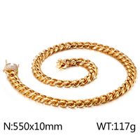 Hip Hop Color Sólido Acero Inoxidable Enchapado Cadena Chapados en oro de 18k Hombres Collar sku image 57