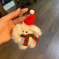 Cute Rabbit Plush Metal Christmas Women's Bag Pendant Keychain main image 4
