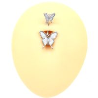Tropical Heart Shape Floral Stainless Steel Copper Plating Inlay Zircon White Gold Plated Gold Plated Belly Ring sku image 9